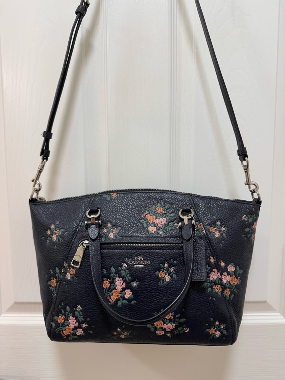 Coach Prairie Satchel Crossbody Rose Bouquet Midnight Floral Leather - Picture 6 of 14